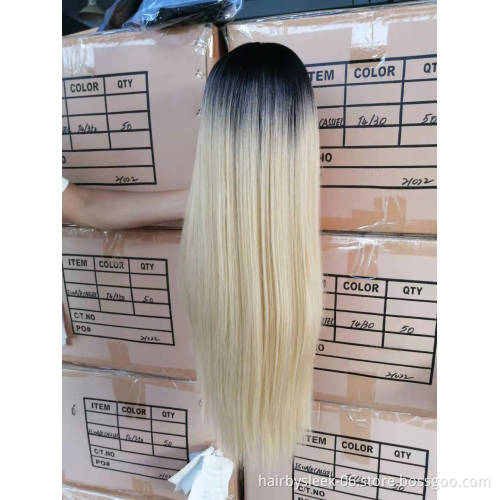 Rebecca Middle Part Ombre Long Straight Synthetic Lace Wig 30 inches High Temperature Heat Resistance Fiber Synthetic Lace Wigs